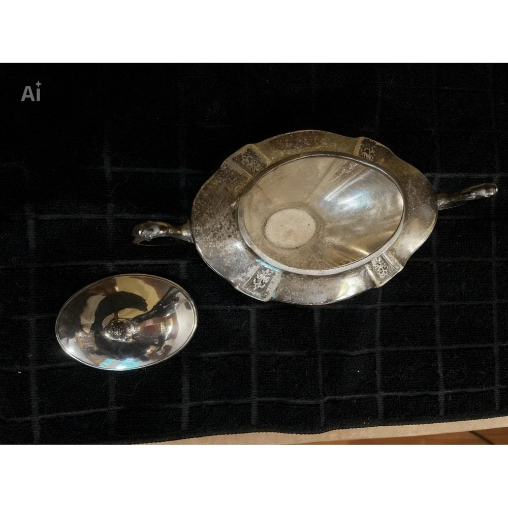 Vintage 1847 Rogers Bros Silver Played Footed Sugar Bowl W/Lid [V]